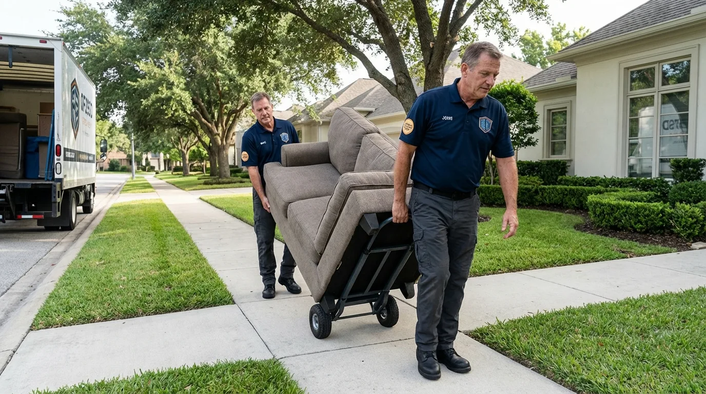 Local residential moving crew loading furniture in Stratford, CA